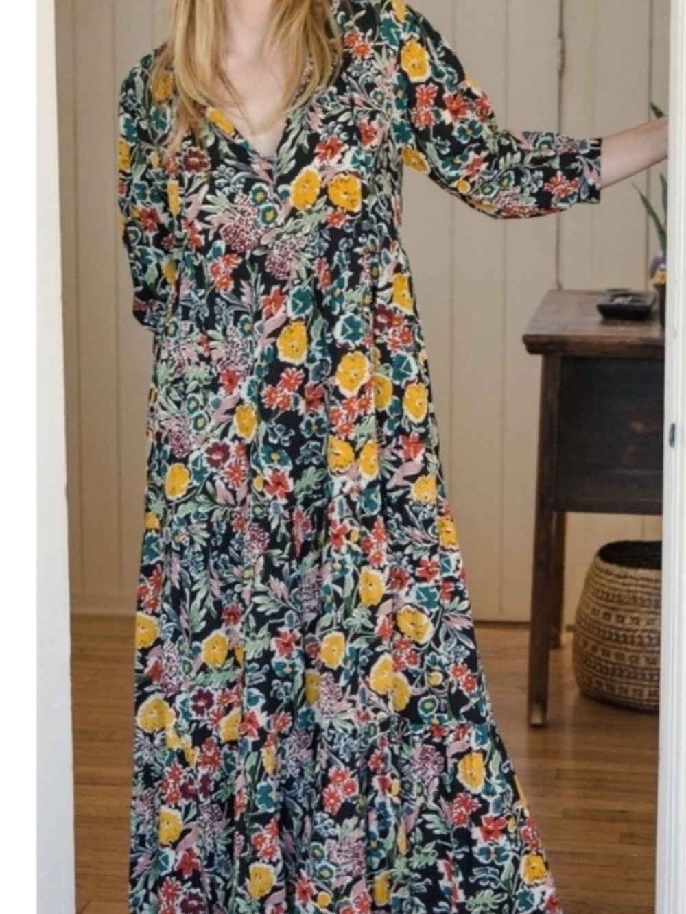 Natural Life Floral V-Neck Maxi Dress